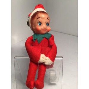 Pixie Elf Felt Ornament Made In Japan Original Sticker Vintage